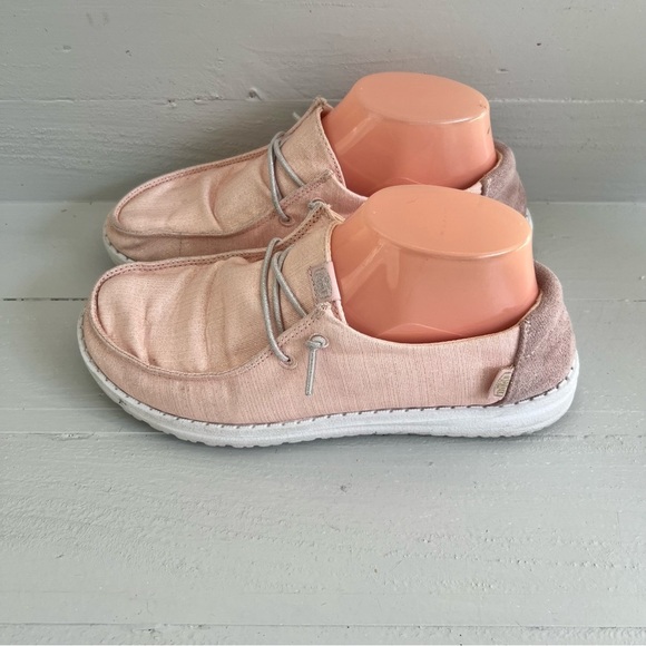 Hey Dude Shoes - Hey Dude Shoes Womens Size 7 Rose Crystal Wendy Glitter Moc Toe Comfy Sneakers